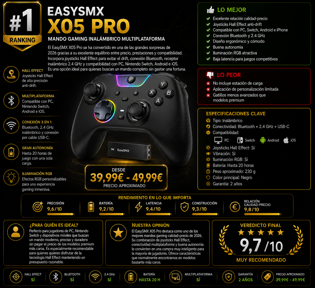 EasySMX X05 Pro análisis completo del mejor mando gaming calidad precio de 2026