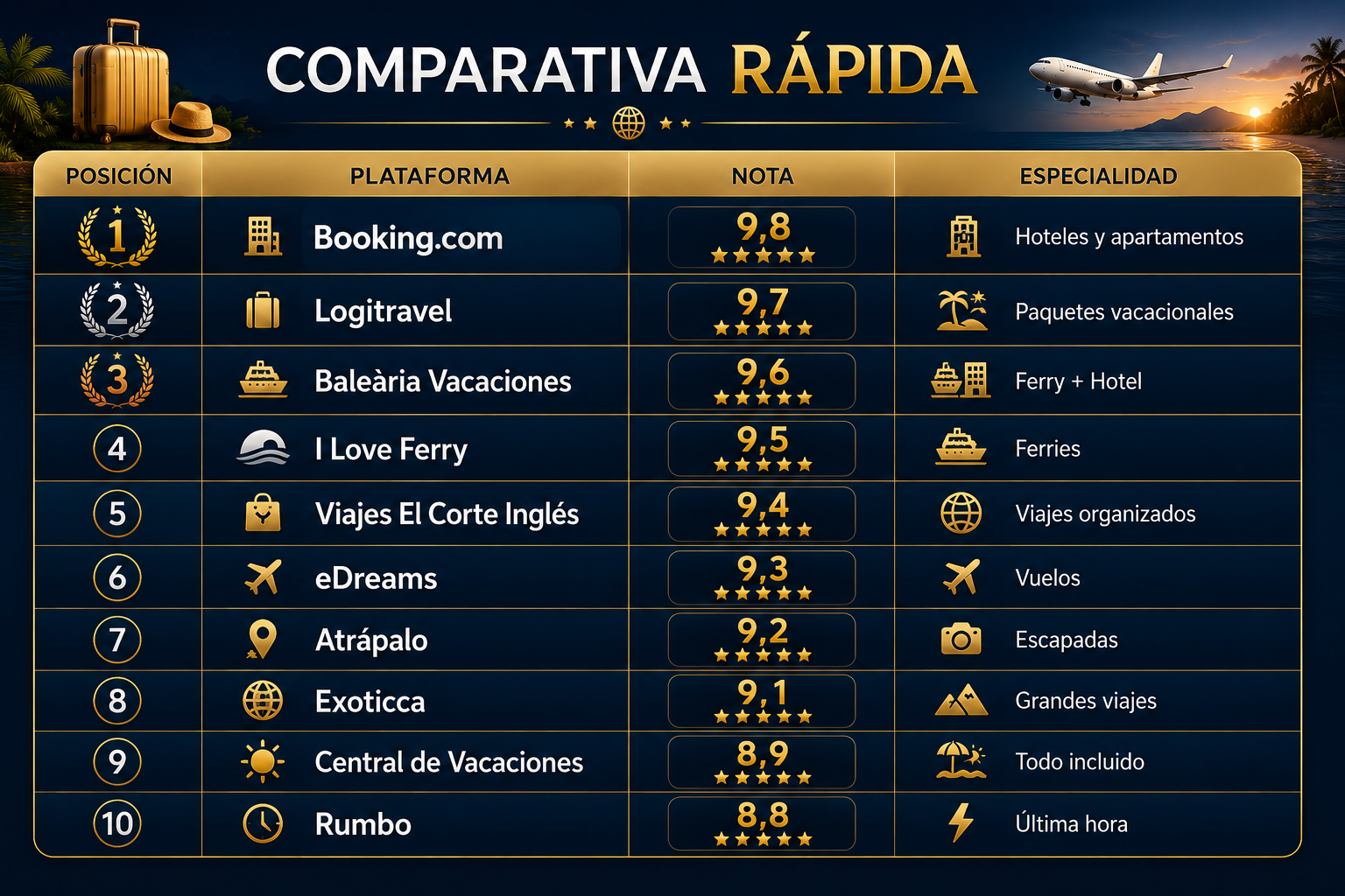 Comparativa rápida de las mejores webs para reservar hoteles y apartamentos en 2026