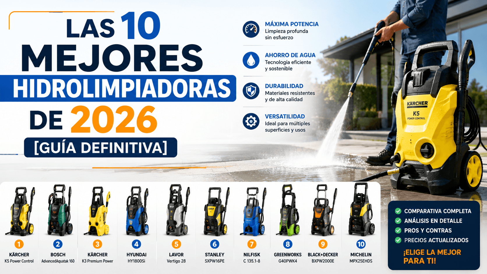 Mejores hidrolimpiadoras de 2026: comparativa y guía de compra