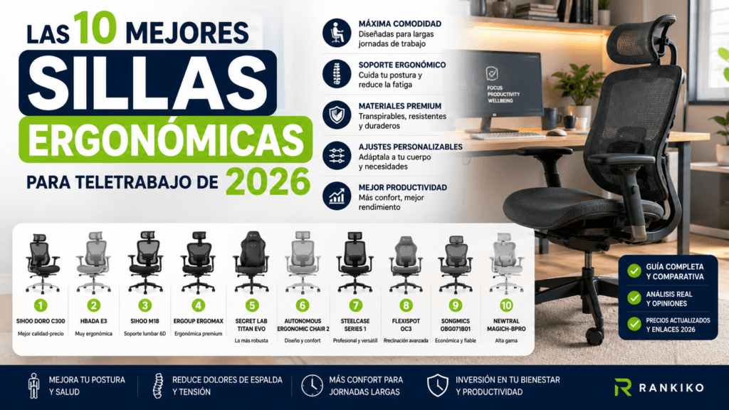 Mejores sillas ergonómicas para teletrabajo de 2026: comparativa y guía de compra