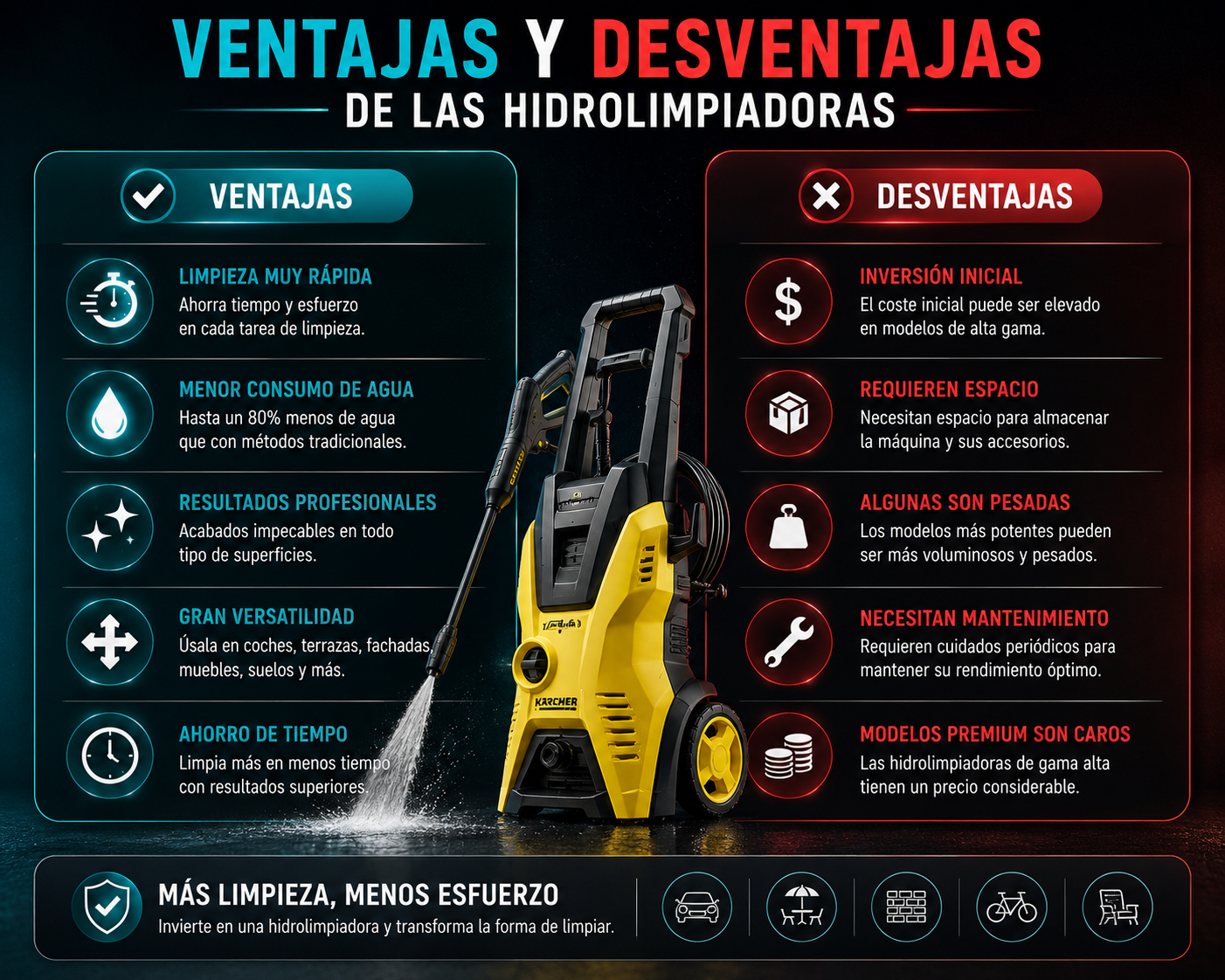 Ventajas y desventajas de las hidrolimpiadoras comparativa visual Rankiko 2026