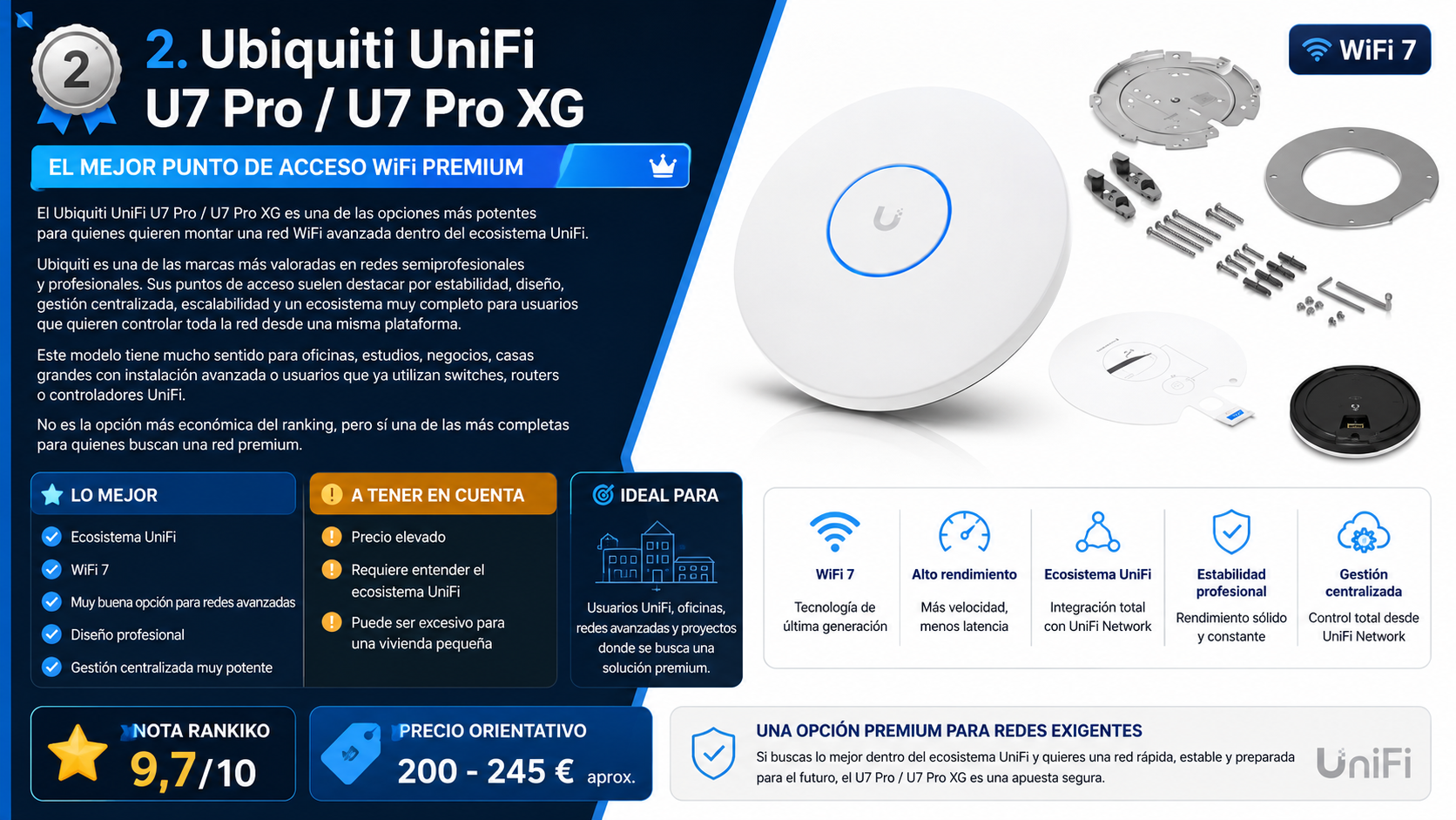 Ubiquiti UniFi U7 Pro y U7 Pro XG como punto de acceso WiFi 7 premium para oficinas, redes avanzadas, usuarios UniFi y proyectos profesionales