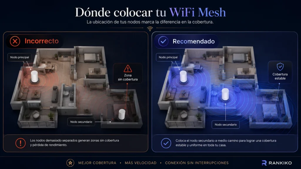 Dónde colocar los nodos de un sistema WiFi mesh: guía práctica