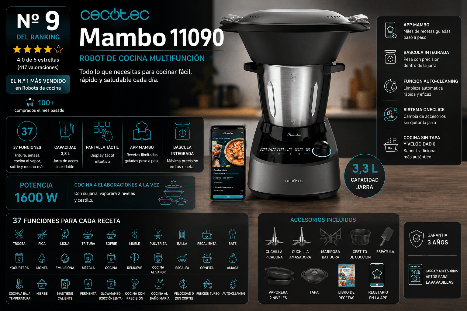 Cecotec Mambo 11090, uno de los mejores robots de cocina de entrada por su precio