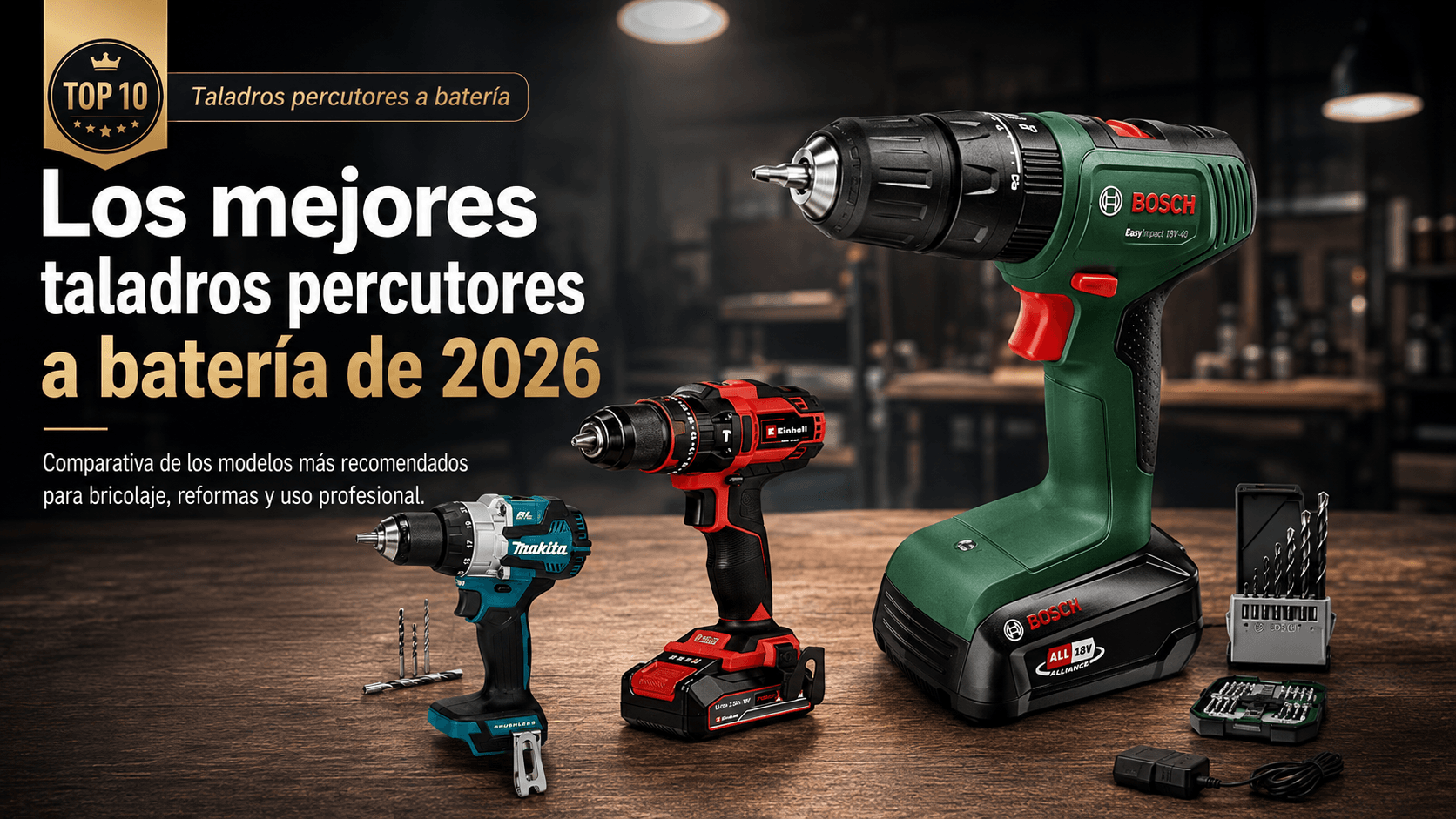 Los mejores taladros percutores a batería de 2026