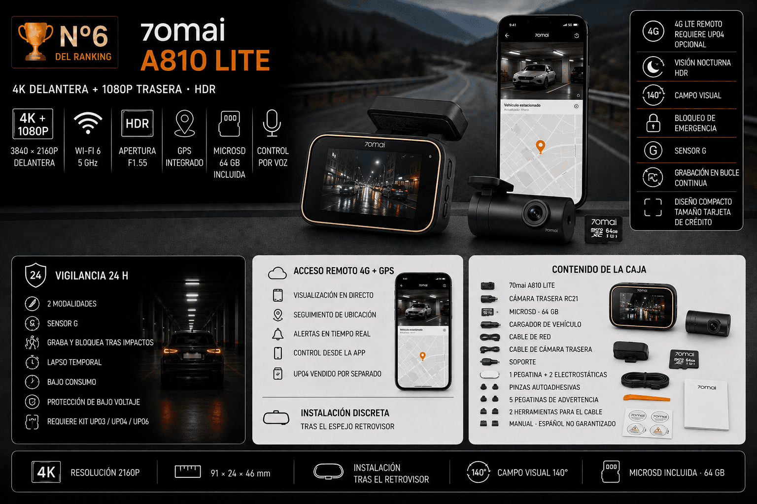Garmin Dash Cam X310 4K - producto del ranking de mejores dashcams 2026
