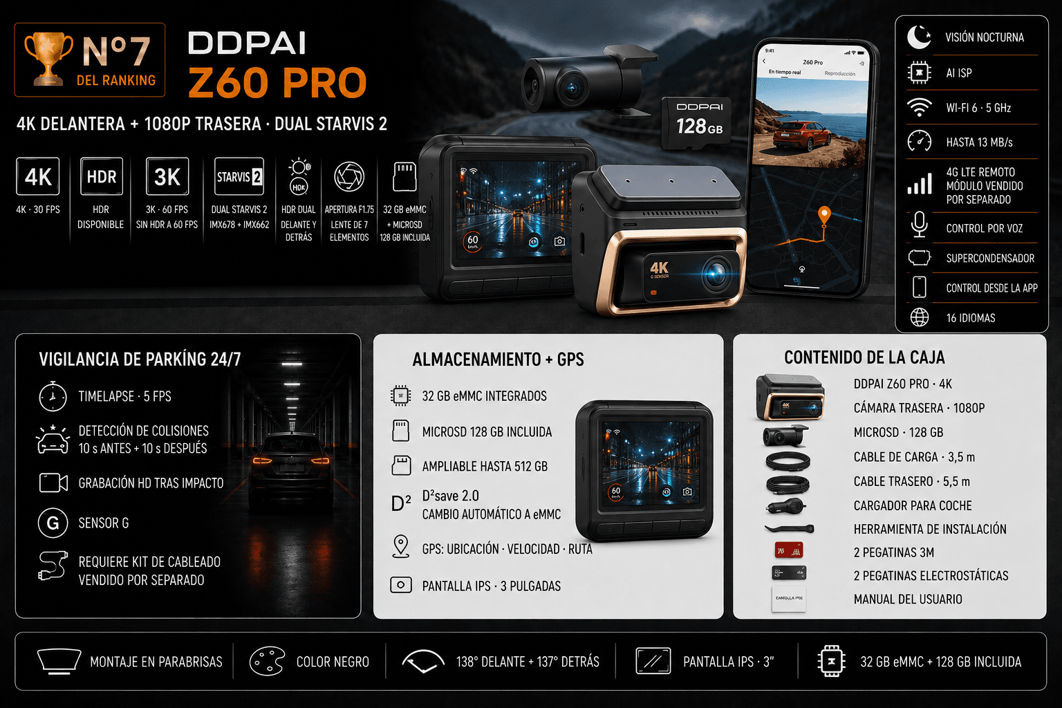 DDPAI Z60 Pro 4K - producto del ranking de mejores dashcams 2026