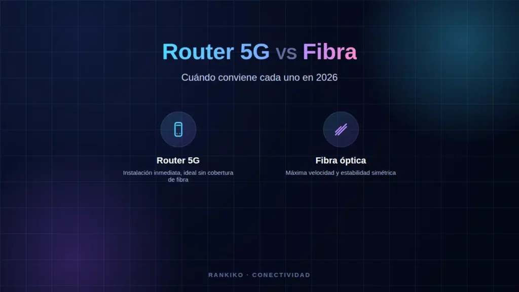 Router 5G vs fibra óptica: cuándo conviene cada uno en 2026
