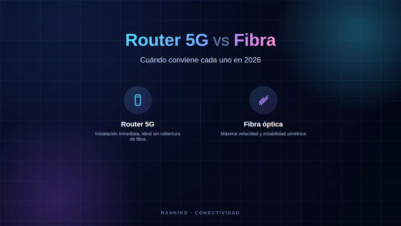 Router 5G vs fibra óptica: cuándo conviene cada uno en 2026