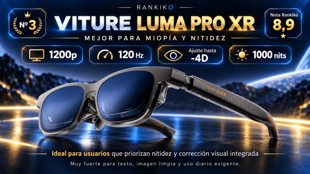 VITURE Luma Pro XR en el ranking de gafas AR/XR 2026 de Rankiko