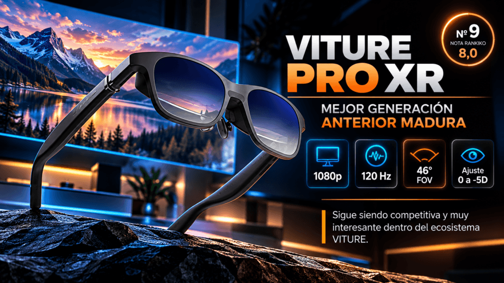 VITURE Pro XR en el ranking de gafas AR/XR 2026 de Rankiko