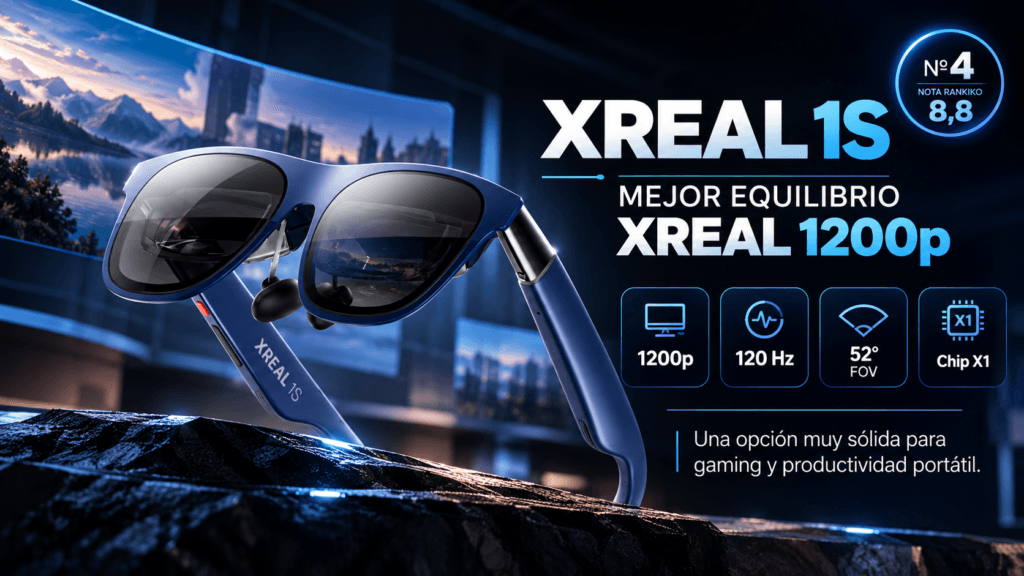 XREAL 1S en el ranking de gafas AR/XR 2026 de Rankiko