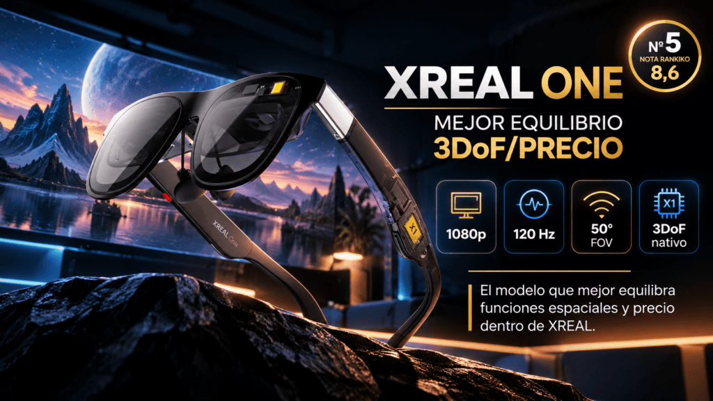 XREAL One en el ranking de gafas AR/XR 2026 de Rankiko