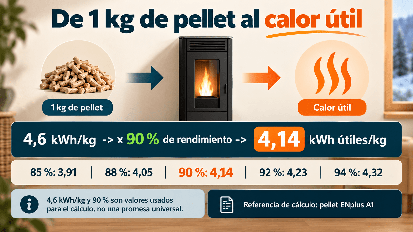 De un kilo de pellet al calor útil