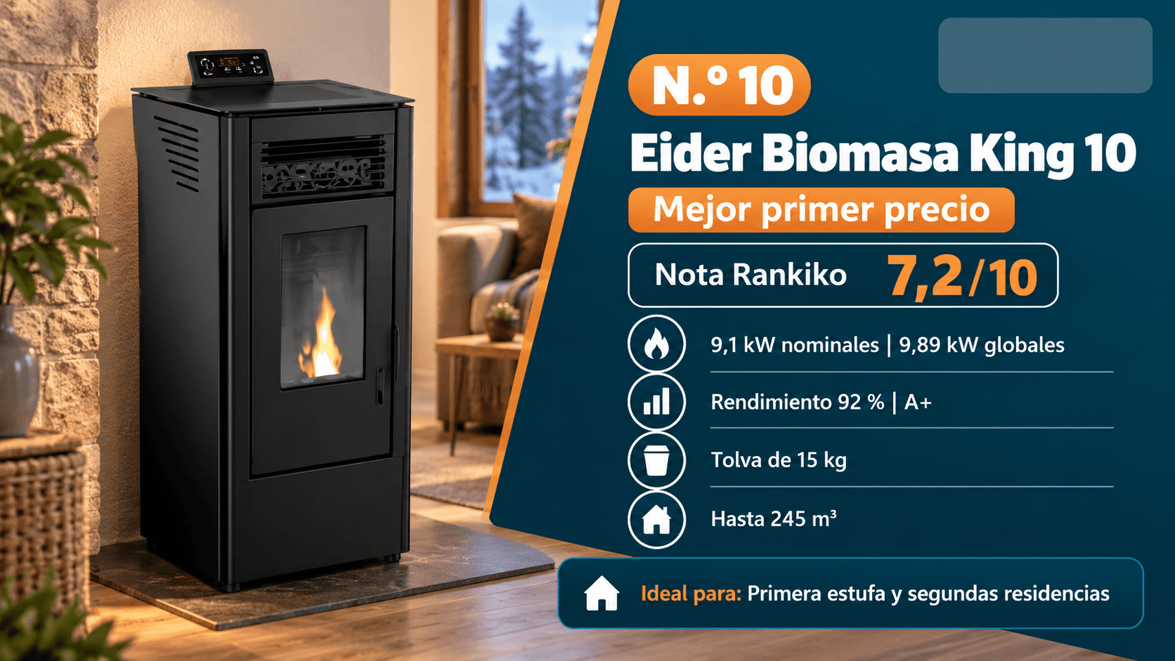 Eider Biomasa King 10, estufa de pellets económica