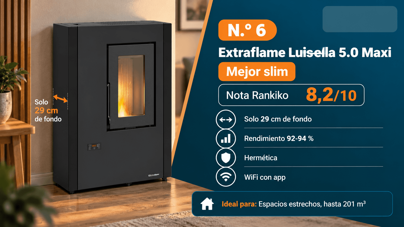 Extraflame Luisella 5.0 Maxi, estufa de pellets slim