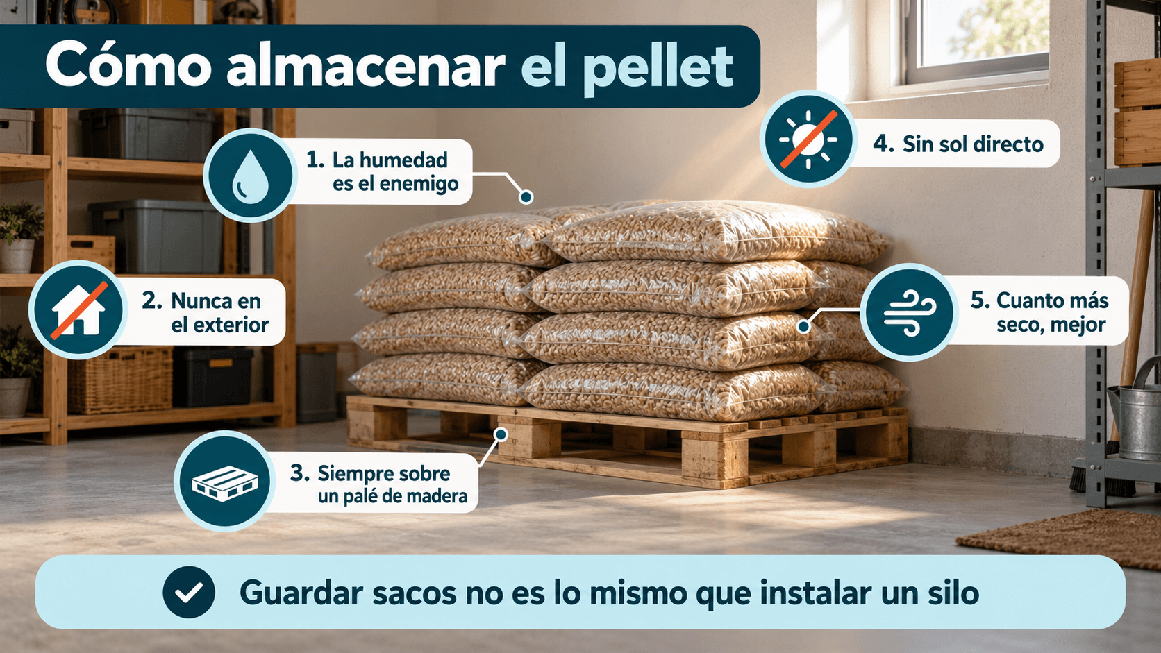 Cómo almacenar el pellet para mantenerlo seco