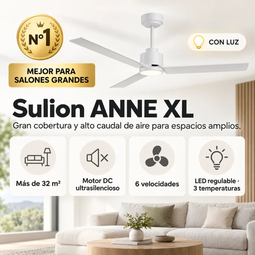Sulion ANNE XL, ventilador de techo con luz para salones grandes